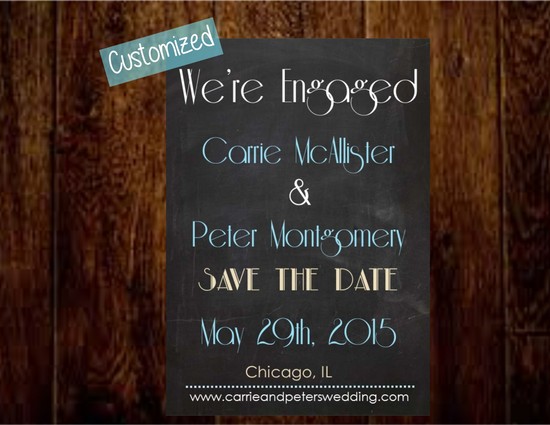 art deco save the date 3.5x5 wood